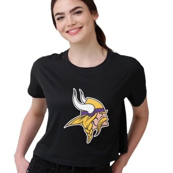FOCO Women's NFL Minnesota Vikings Logo Crop Top Shirt - Picture 1 of 8